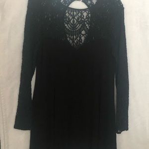 Black lace neck dress